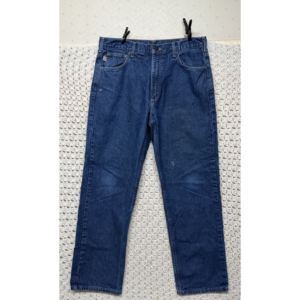 Carhartt Jeans Mens Tag 36x32 Fits 35x31 Blue Denim Relaxed Fit 100%Cotton